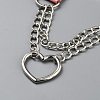 Alloy Heart Link PU Leather Punk Choker Necklaces for Women NJEW-WH0028-19P-01-2