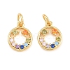 Brass Micro Pave Colorful Cubic Zirconia Charms KK-P353-07G-1