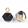 Electroplate Synthetic Black Stone Star Cut Round Charms G-S344-08A-2