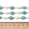 2Pcs 2 Colors Synthetic Turquoise & Glass Pearl Link Chains AJEW-JB01594-01-4