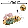 Natural Rose Quartz with Green Aventurine Chips with Brass Incense Burner Holder DJEW-G027-19RG-03-2