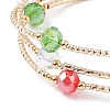 Bling Glass & Brass Tube Beaded Multi-strand Bracelet BJEW-TA00108-4