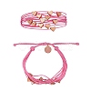 Multi String Cord Bracelet with Initial Letter M Charm BJEW-SW00042-03-1