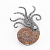 Octopus Shape Natural Conch Shell Fossil Brooch Pin G-N333-013-RS-2