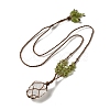 Natural Quartz Crystal Braided Bead Pendant Necklacess NJEW-K258-05B-1
