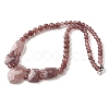 Natural Strawberry Quartz Faceted Bib Graduated Beaded Necklaces for Women NJEW-B128-01L-4