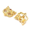 Brass Micro Pave Hot Pink Cubic Zirconia Fox Mask Connector Charms X-KK-H526-11G-01-2