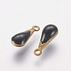 Antique Golden Plated Brass Enamel Teardrop Charms X-KK-Q571-01H-2