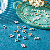 28Pcs 7 Colors Brass Pave Cubic Zirconia Heart Links Connector Charms KK-TA0003-47-5