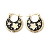 Flower Brass Enamel Hoop Earrings EJEW-Z157-02G-4