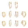 5 Pair 5 Style Brass Micro Pave Clear Cubic Zirconia Hoop Earring Findings KK-TA0001-17-2