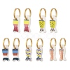 Handmade Porcelain & 316L Surgical Stainless Steel Hoop Dangle Earrings EJEW-JE07530-3