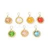 7Pcs Glass Pendants PALLOY-JF04624-1