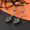 Snake Head 316 Surgical Stainless Steel Cubic Zirconia Belly Button Rings EJEW-G416-16AS-03-1