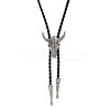 Antique Silver Alloy Pendants Lariat Necklaces PW-WG15079-04-1