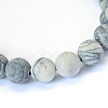 Frosted Natural Black Silk Stone/Netstone Round Bead Strands X-G-E334-8mm-25-2