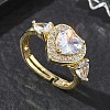 Brass & Cubic Zirconia Finger Rings CU-CBA7E55-15G-1