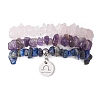 3Pcs 3 Styles Natural Rose Quartz & Amethyst & Lapis Lazuli Chips Stretch Bracelets Sets BJEW-JB11076-09-1