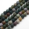 Frosted Natural Indian Agate Round Bead Strands G-M063-10mm-01-1