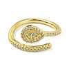 Brass with Cubic Zirconia Open Cuff Ring RJEW-B051-01G-2