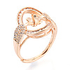 Oval Brass Micro Pave Clear Cubic Zirconia Adjustable Ring Settings KK-T076-69G-1