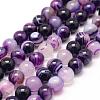 Natural Striped Agate/Banded Agate Bead Strands G-K155-A-8mm-11-1