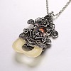Antique Silver Plated Alloy Resin Pendant Necklaces NJEW-J031-02-2