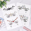 Olycraft 5 Sheets 5 Style Self Adhesive Resin Rhinestone Face Gems Stickers AJEW-OC0003-76-5