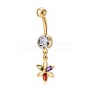 Brass Cubic Zirconia Navel Ring AJEW-EE0004-13-5