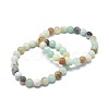 Natural Amazonite Bead Stretch Bracelets BJEW-K212-B-007-4