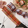 2 Rolls 2 Colors Tartan Pattern Polyester Ribbon OCOR-GF0005-36-3