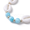 Adjustable Acrylic Shell Shape Braided Bead Bracelet for Women BJEW-JB10099-3