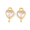 Brass Pave Cubic Zirconia Heart Links Connector Charms KK-K340-49G-05-1