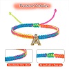 Crystal Rhinestone Initial Braided Bead Bracelet BJEW-SW00037-05-7