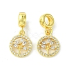 Rack Plating Brass Micro Pave Cubic Zirconia European Dangle Charms KK-K330-44G-1