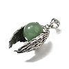 Natural Green Aventurine Round Pendants G-K339-03AS-12-2