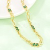 7MM Brass Pave Cubic Zirconia Figaro Chain Necklaces NJEW-D324-05G-03-4