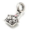 Rack Plating Alloy Pink Enamel European Dangle Charms PALLOY-A009-09AS-2