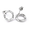 Non-Tarnish 304 Stainless Steel Wave Ring Stud Earrings for Women Hand Polished EJEW-G298-10P-2