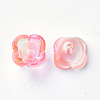 4-Petal Transparent Spray Painted Glass Bead Caps X-GGLA-S054-009B-03-2