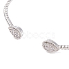 Rack Plating Brass Pave Clear Cubic Zirconia Teardrop Open Cuff Bangles BJEW-S148-03P-2