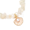 Natural Moonstone Chips & Starfish Synthetic Turquoise & Shell Pearl Beads Bracelets BJEW-JB12413-01-3