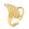 Fan Brass Micro Pave Clear Cubic Zirconia Open Cuff Rings RJEW-U008-26G-1