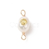 Grade AA Natural Cultured Freshwater Pearl Connector Charms with Golden Tone Alloy Slices PALLOY-JF01996-02-2