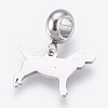304 Stainless Steel Puppy European Dangle Charms STAS-O097-18P-2