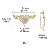 Brass Micro Pave Clear Cubic Zirconia Brooch Findings JEWB-YW0001-02G-3