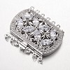 Brass Cubic Zirconia Box Clasps ZIRC-O020-08-NR-2