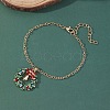 Christmas Wreath & Bell Alloy Rhinestone Pendant Necklaces & Dangle Earrings & Charm Bracelets & Brooch Sets WG06691-09-3