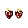Brass Enamel Stud Earrings EJEW-F372-01A-G-2