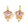 Brass Pave Pearl Pink Cubic Zirconia Connector Charms KK-CBA2DE6-04G-14-1